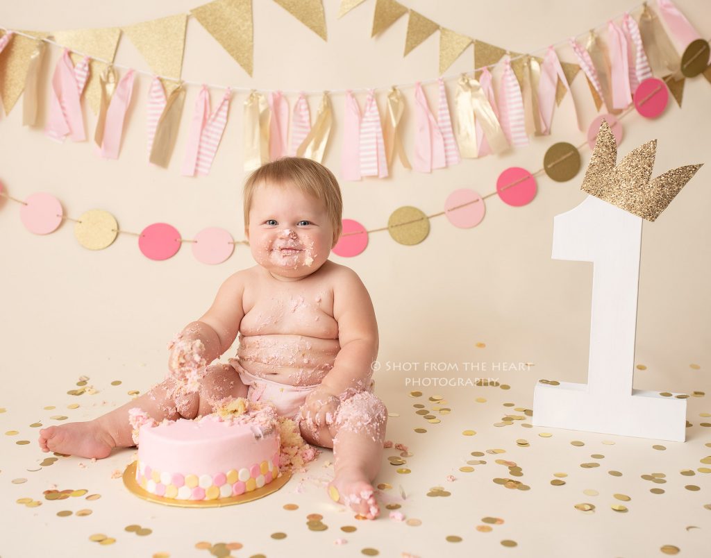 baby's first birthday cake smash photography