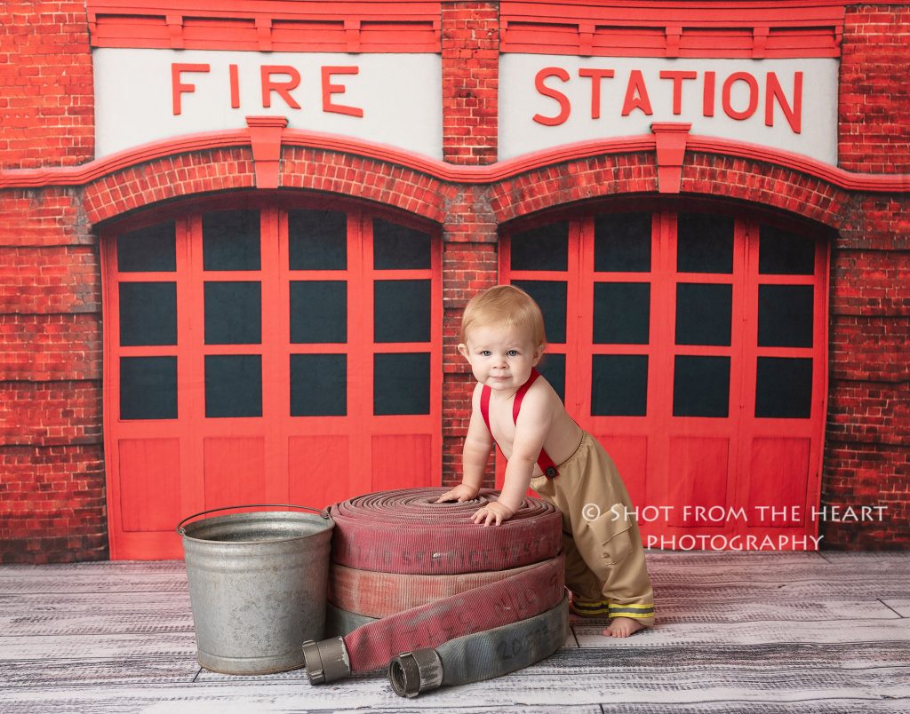  baby photography with firefighter turnout bunker gear