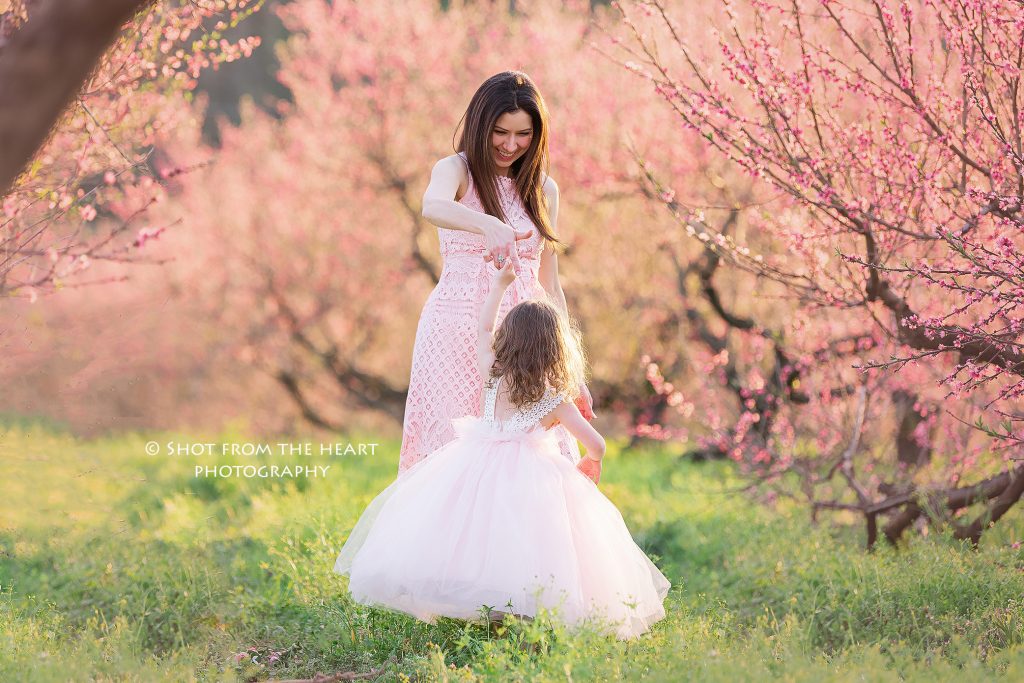 family photography at B.J. Reece Orchards in Ellijay. Peach blossoms blooms Child photographer canton ga